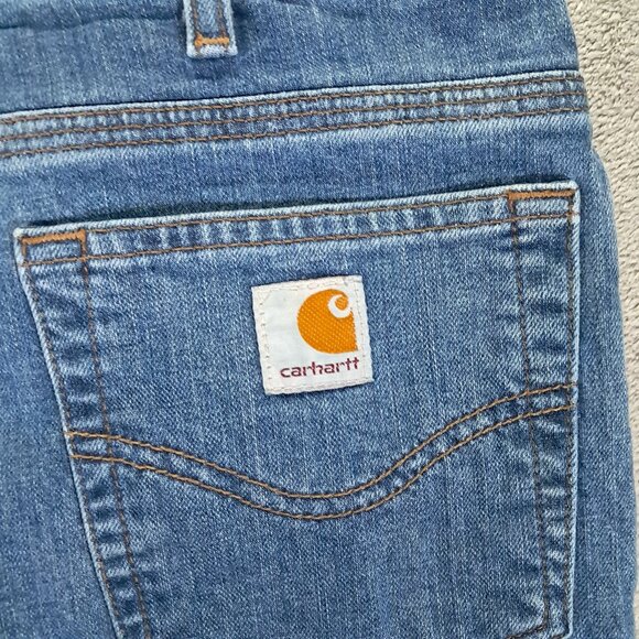 Carhartt Jean Women 32x32, Tag 10x32 Blue Denim Traditional Fit Stretch WB007 - Picture 6 of 11